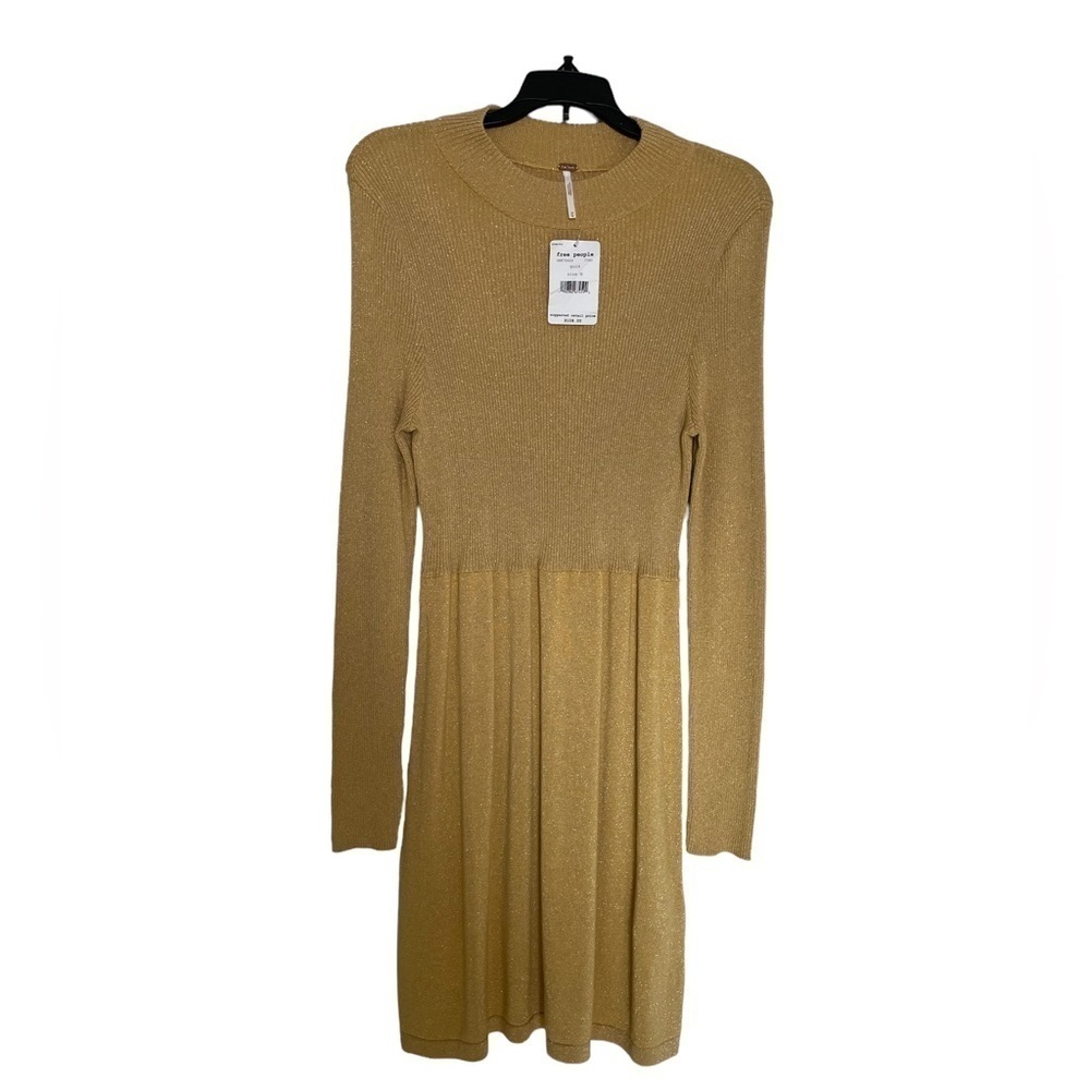 Free People French Girl Sweater Minidress In Gold - Picture 2 of 6